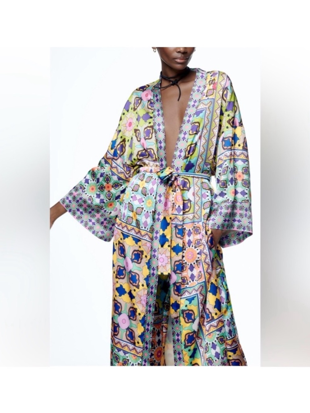 Zara Printed Kimono Robe with Belt